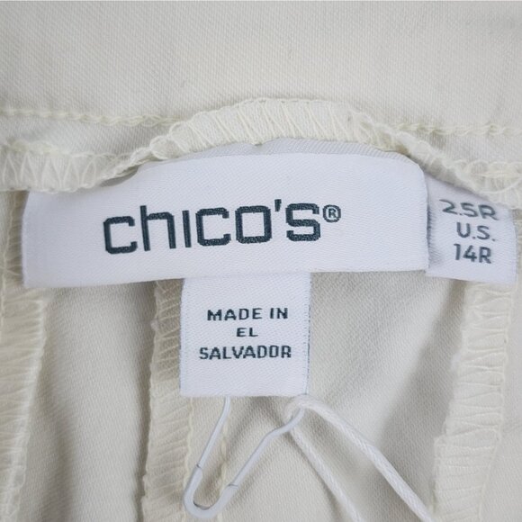 Chicos Pants Women 2.5=14R Sea Salt Brigette So Slimming Wide Leg Crop NWT - Picture 4 of 13